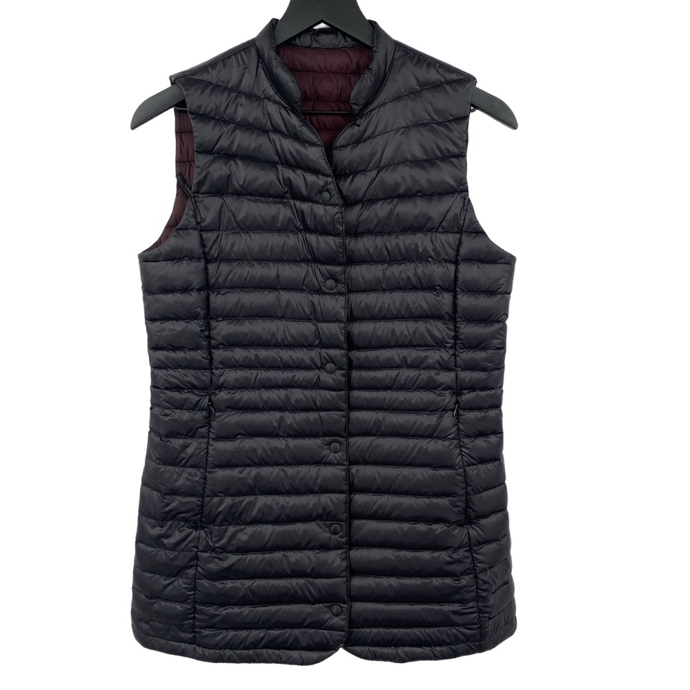 PAT‎ Puffer Vest Womens 90 Korean US 12 Black Maroon Quilted Lightweight Jacket